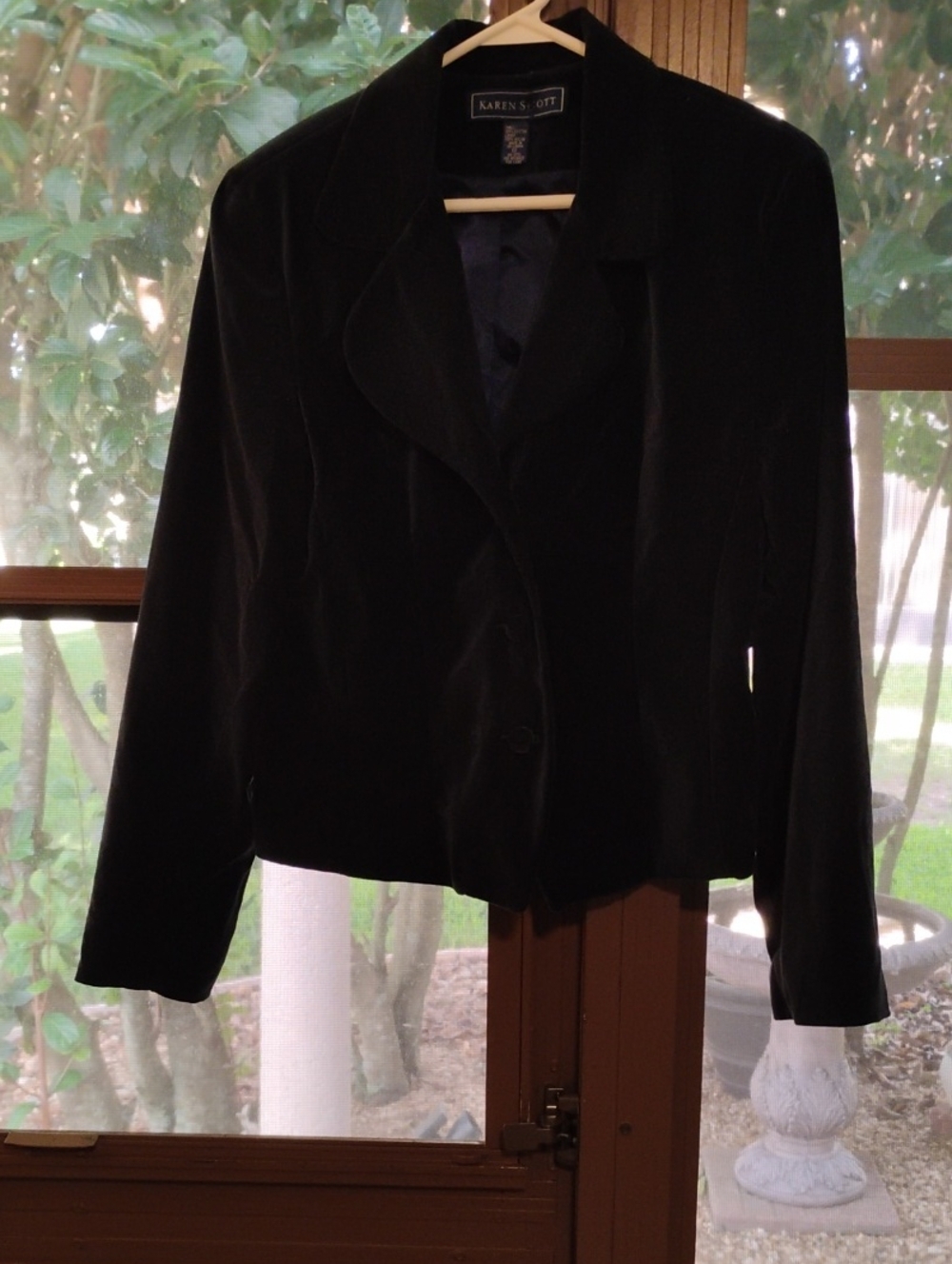 Karen Scott Navy Blue Velvet Blazer